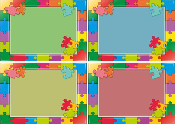 Four frames design with jigsaw puzzle