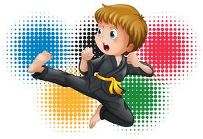 Boy in black karate uniform vector