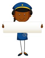 Police officer holding blank sign vector