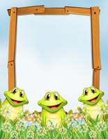Wooden frame with frogs background vector