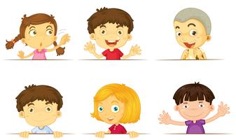 Six kids with happy face vector