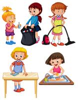 Children Doing Housework on white background vector