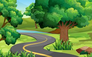 Road in the middle of the park vector