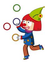 Happy clown juggling rings vector