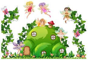 Fairy at the hill house vector