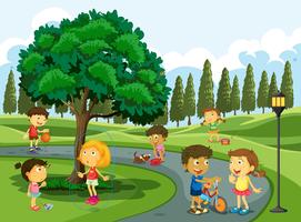 Children playing in the park vector