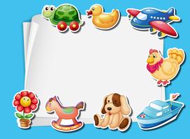 Frame design with many toys background vector