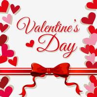Plantilla de tarjeta de San Valentín con corazones y cinta vector