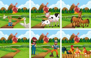 Set of farmland scene vector