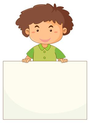 Little boy holding blank paper