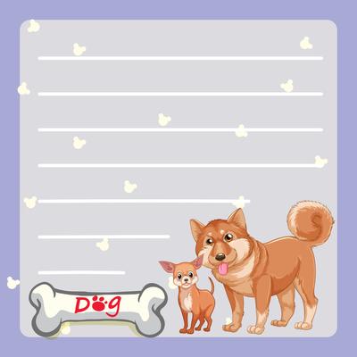 Paper template with two dogs and bone