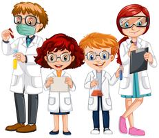 People in science clothes with protections vector