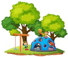 CHildren playing at the park vector