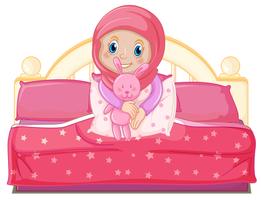 A muslim girl on bed vector