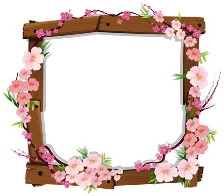 Asian Pink Japanese Sakura on Wooden Frame