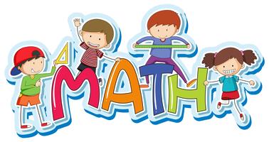 Font design for word math with happy kids vector
