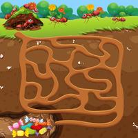Maze with ants and candy concept vector
