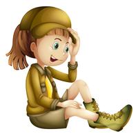 A Safari Girl with Cap on White Background vector