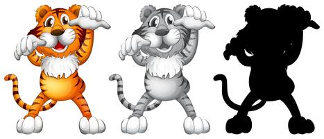 Conjunto de caracteres de tigre. vector