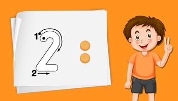 Number two writing practise vector