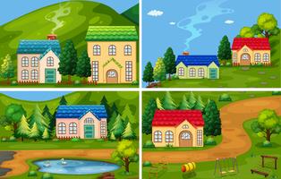 A Set of Forest House vector