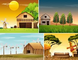 Four background scenes of farmyards vector