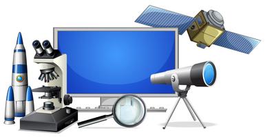 A set of science research equipments vector