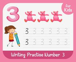 Number three tracing alphabet worksheets vector