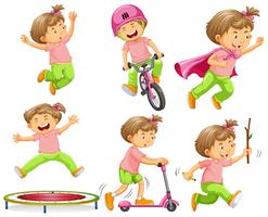 Girl playing with different equipments vector