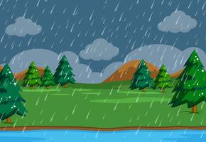 A simeple raining scene in nature vector