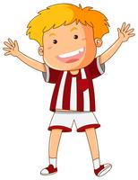 Happy boy in red and white shirt vector