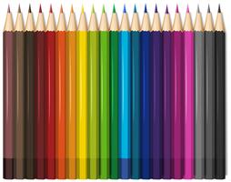 Color pencils in twenty one colors vector