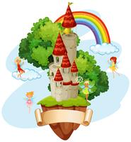 Banner design with fairies and castle vector