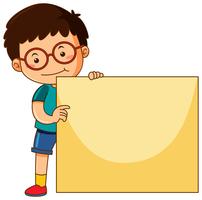 Little boy holding blank board vector