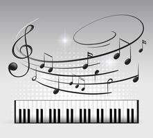 Teclado musical y nota vector