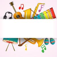 Border template with musical instrument vector