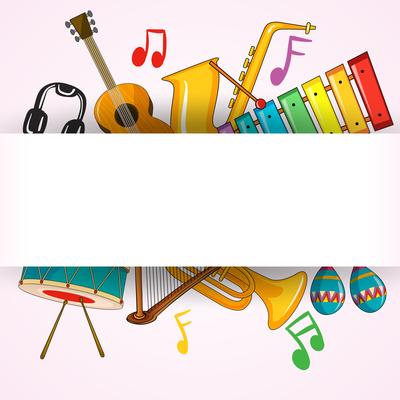 Border template with musical instrument