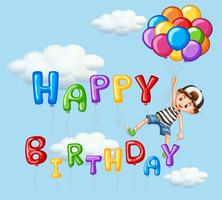 Happy birthday card with boy and balloons vector