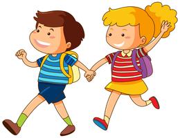 Boy and girl holding hands vector