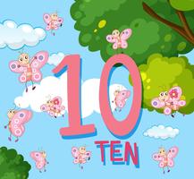 Counting to the number 10 with butterflies vector