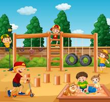 Children playing at playground vector