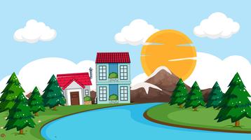 Rural village in nature vector