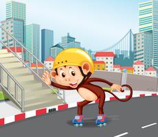 Un mono jugando a patinar vector