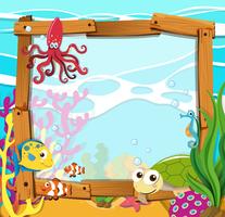 Border design with sea animals vector