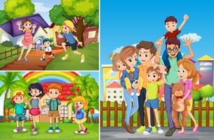 Family and children at home vector