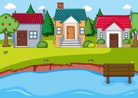 A simple rural village scene vector