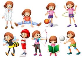 Set of girl activity vector