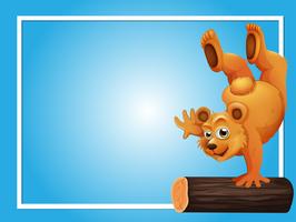 Blue background template with bear on log vector