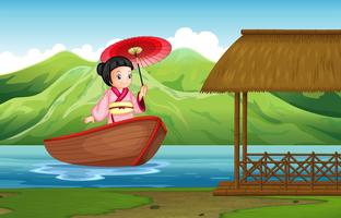 Traditional japanese girl in nature vector