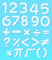 Cloud number font and math icon vector